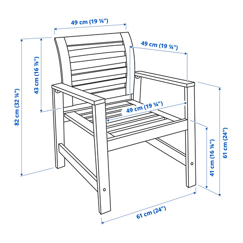 ÄPPLARÖ - chair with armrests, outdoor, brown stained | IKEA Taiwan Online - PE795192_S4