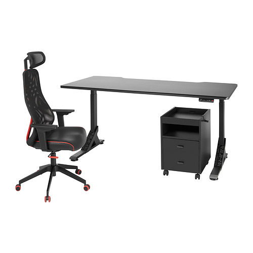UPPSPEL/MATCHSPEL - 書桌，椅子/抽屜組, 黑色 | IKEA 線上購物 - PE840798_S4