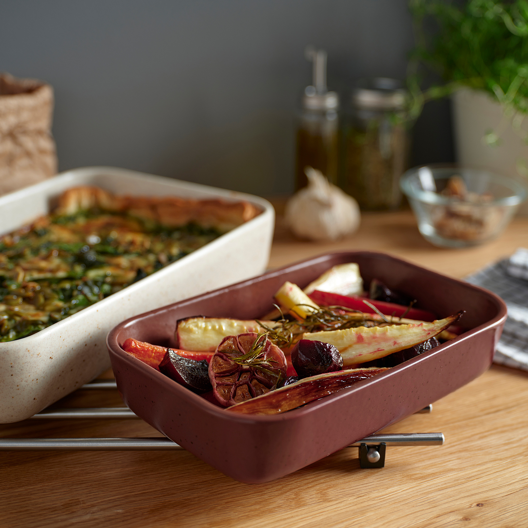 LYCKAD oven/serving dish set of 2