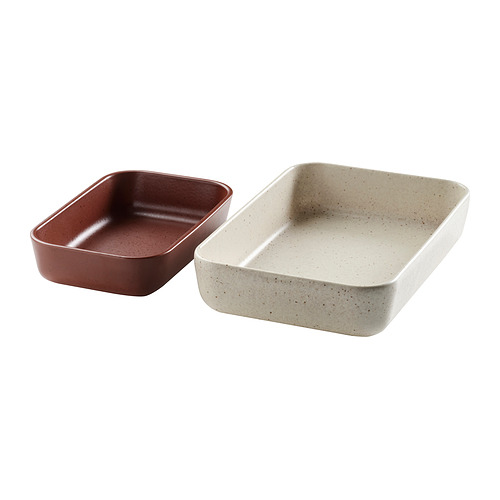 LYCKAD - oven/serving dish set of 2, light beige/red-brown | IKEA Taiwan Online - PE986013_S4