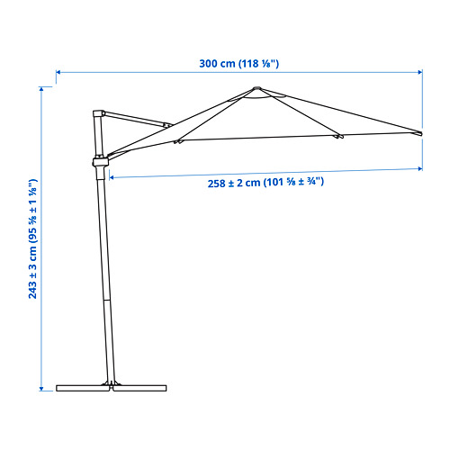 HÖGÖN parasol, hanging with base