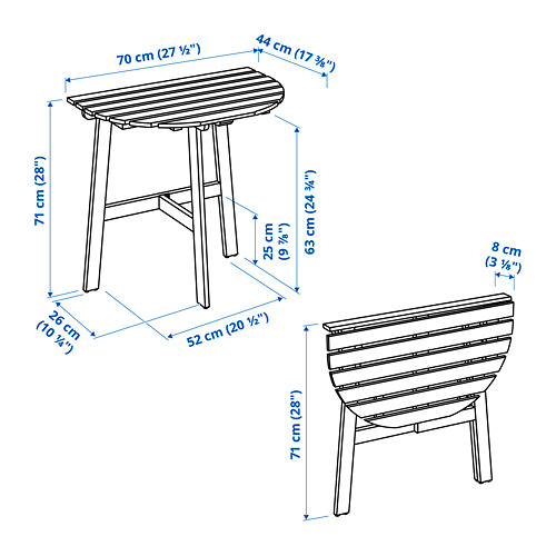 ASKHOLMEN - 戶外壁掛式餐桌, 折疊式 淺棕色 | IKEA 線上購物 - PE795225_S4