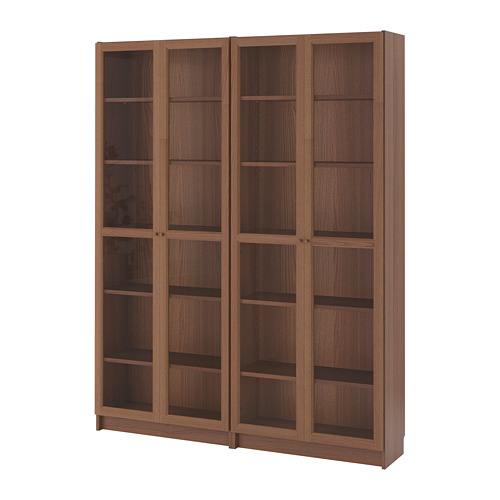 BILLY/OXBERG - bookcase, brown/ash veneer glass | IKEA Taiwan Online - PE700275_S4