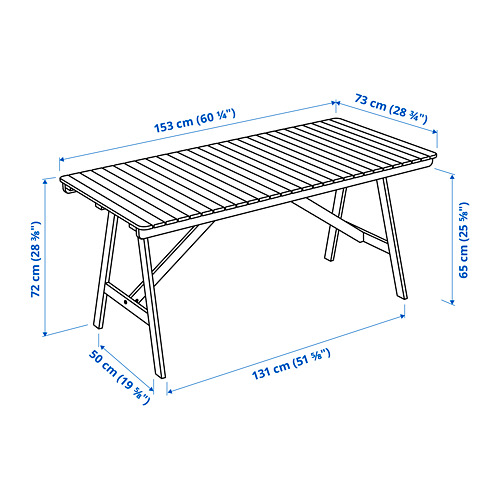FALHOLMEN table, outdoor, light brown stained, 153x73 cm IKEA