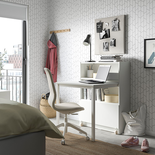 BILLY bookcase with desk and drawer