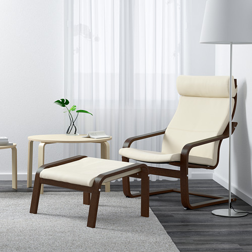 POÄNG - 扶手椅及腳凳, 棕色/Glose 米白色 | IKEA 線上購物 - PE601124_S4