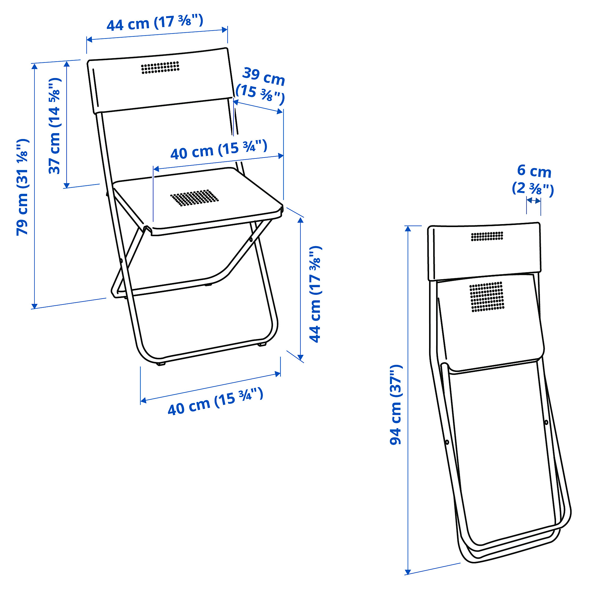 FEJAN table+2 folding chairs, outdoor