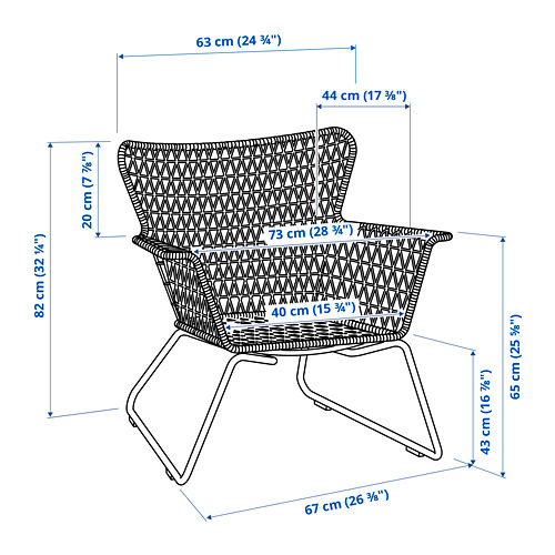 HÖGSTEN chair with armrests, outdoor