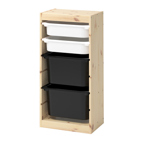 TROFAST - storage combination with boxes, light white stained pine white/black | IKEA Taiwan Online - PE653546_S4