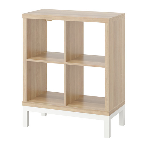 KALLAX - shelving unit with underframe, white stained oak effect/white | IKEA Taiwan Online - PE840971_S4