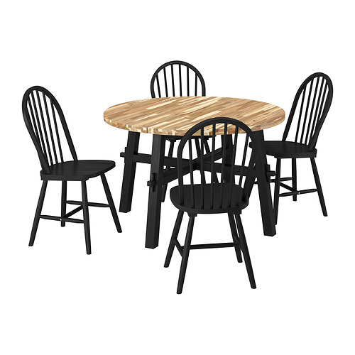 SKOGSTA - 餐桌附4張餐椅，洋槐木/黑色/黑色，120 公分 | IKEA 線上購物 - E1018043_S4