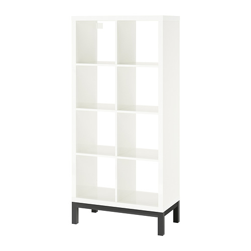KALLAX - shelving unit with underframe, high-gloss/white/black | IKEA Taiwan Online - PE841000_S4
