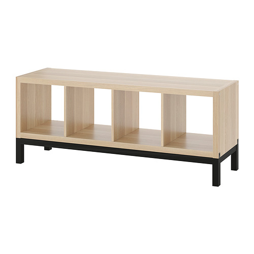 KALLAX - 層架組合附底架, 染白橡木紋/黑色, 147x59 公分 | IKEA 線上購物 - PE841023_S4
