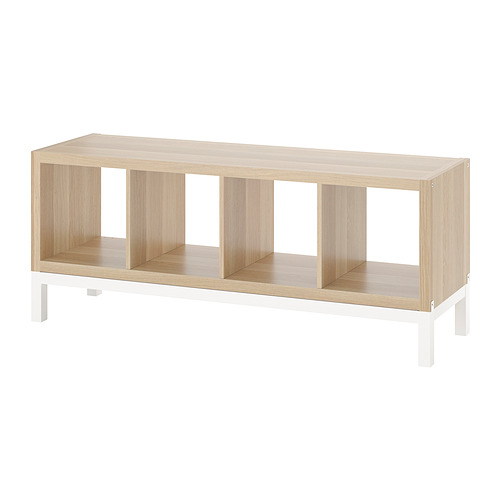 KALLAX - shelving unit with underframe, white stained oak effect/white | IKEA Taiwan Online - PE841029_S4