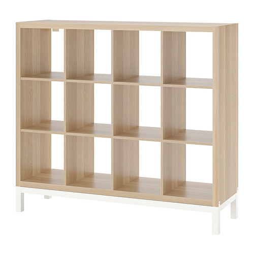 KALLAX - shelving unit with underframe, white stained oak effect/white | IKEA Taiwan Online - PE841032_S4