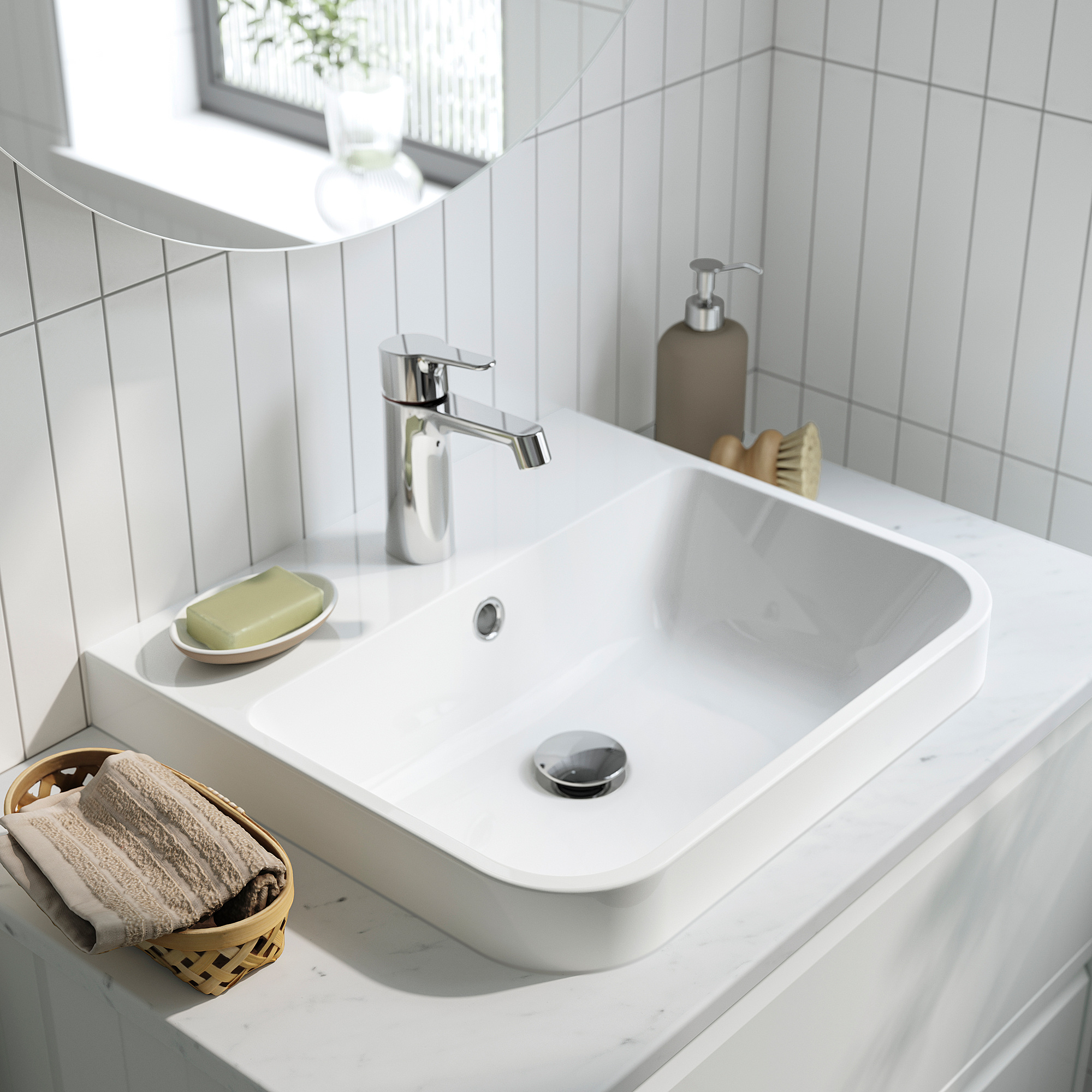 BACKSJÖN semi-recessed wash-basin w watr trp