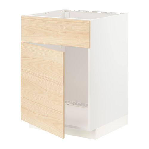METOD - base cabinet f sink w door/front, white/Askersund light ash effect | IKEA Taiwan Online - PE795711_S4