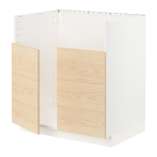 METOD - BREDSJÖN雙槽水槽底櫃, 白色/Askersund 淺色梣木紋 | IKEA 線上購物 - PE795680_S4