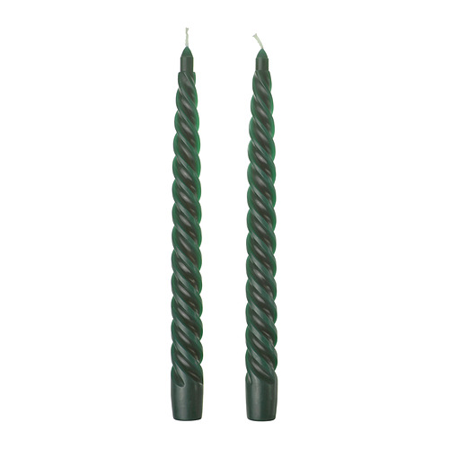 VINTERFINT - unscented taper candle, spiral green, 25 cm | IKEA Taiwan Online - PE986520_S4