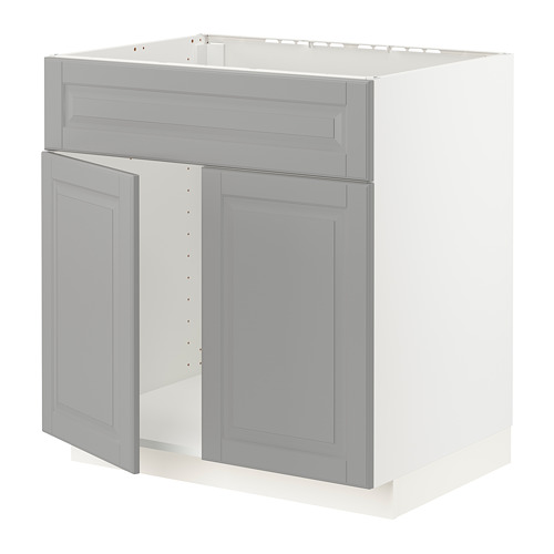 METOD - 水槽底櫃附2門板/面板, 白色/Bodbyn 灰色 | IKEA 線上購物 - PE795848_S4