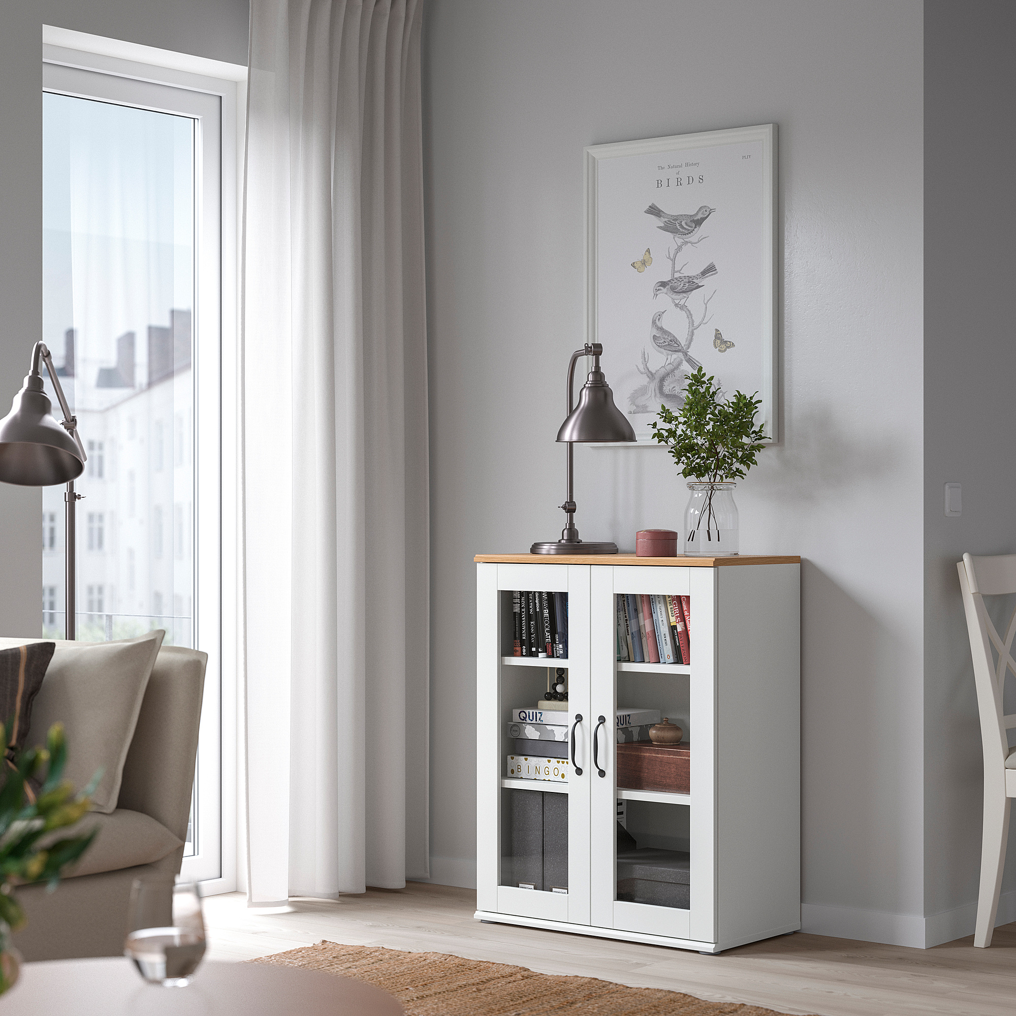SKRUVBY cabinet with glass doors