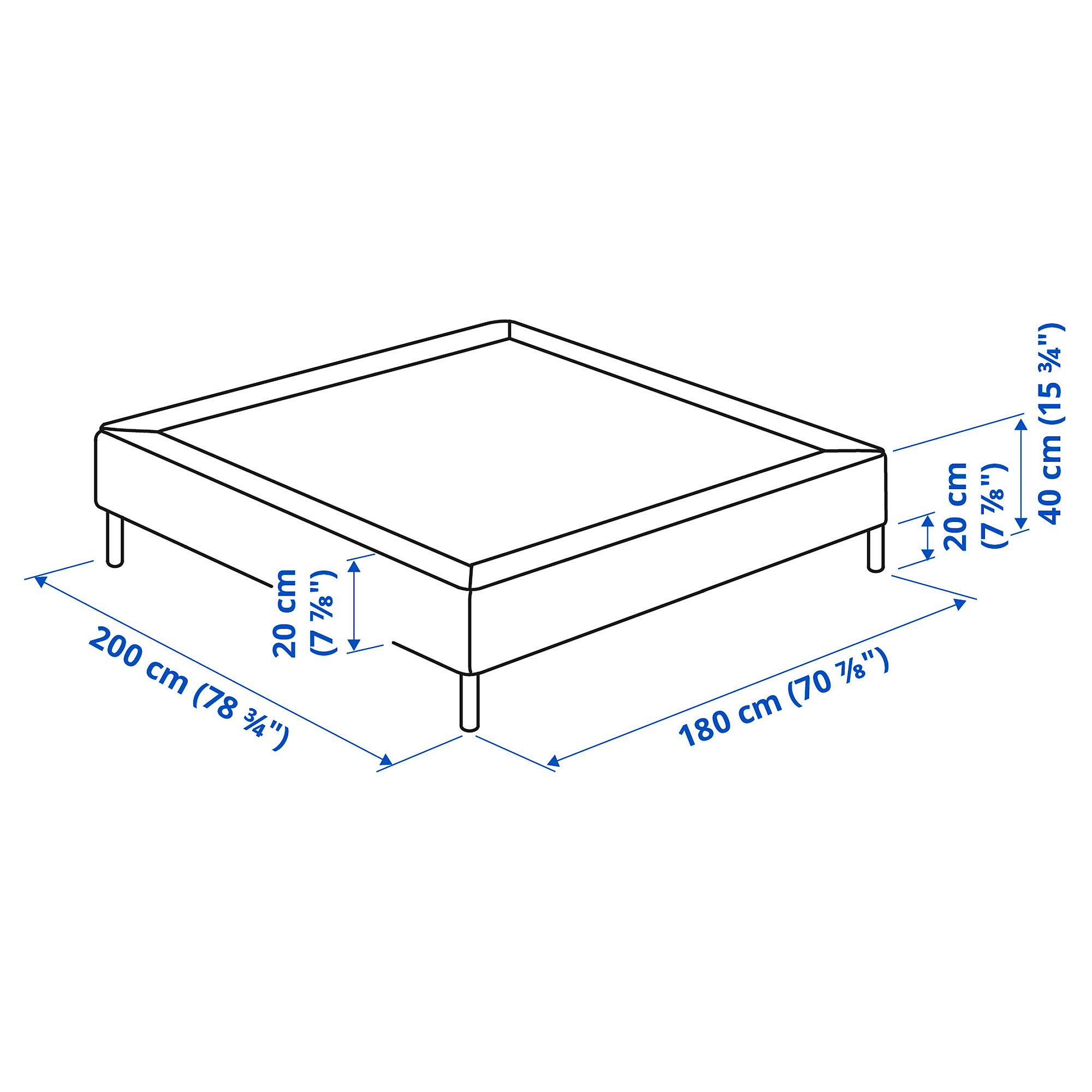 LYNGÖR slatted mattress base with legs