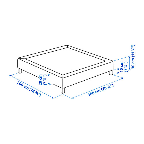 LYNGÖR slatted mattress base with legs