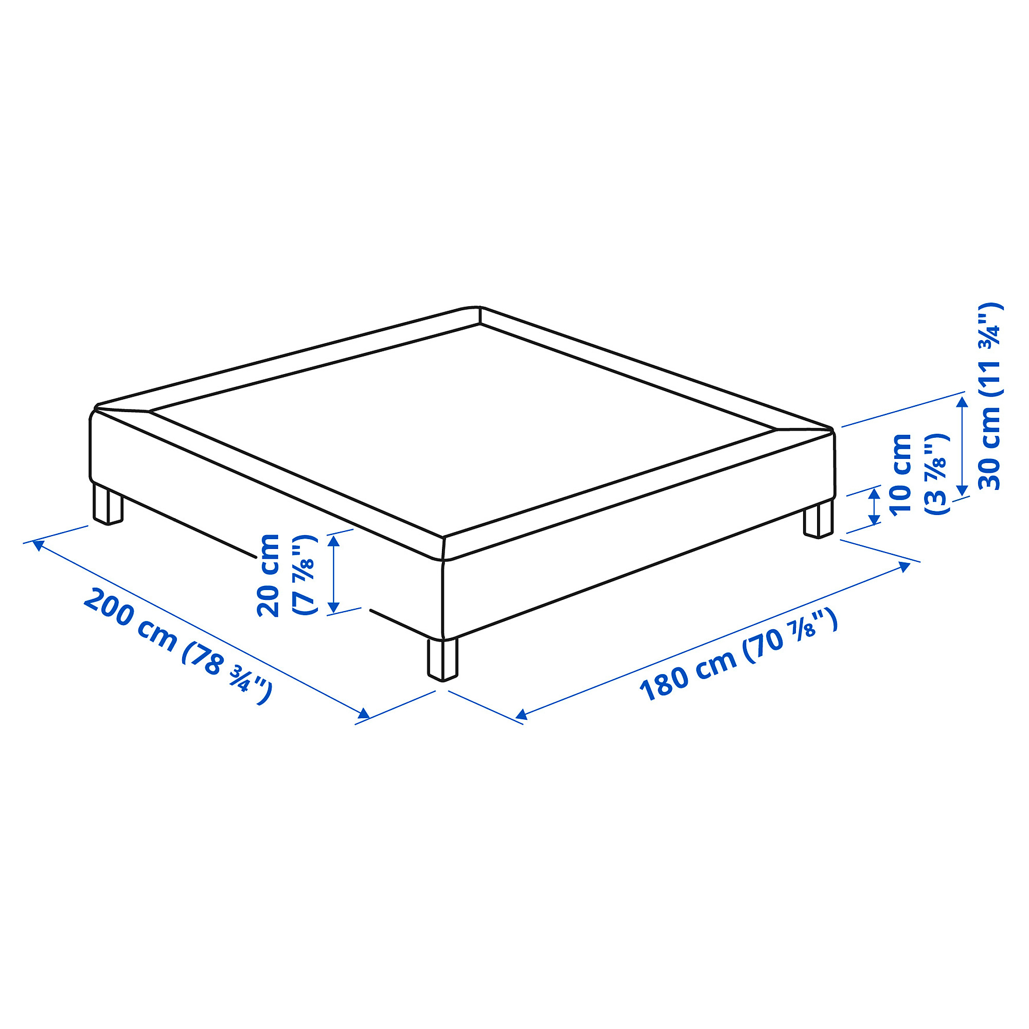 LYNGÖR slatted mattress base with legs