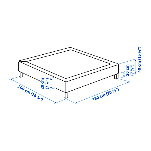 LYNGÖR slatted mattress base with legs