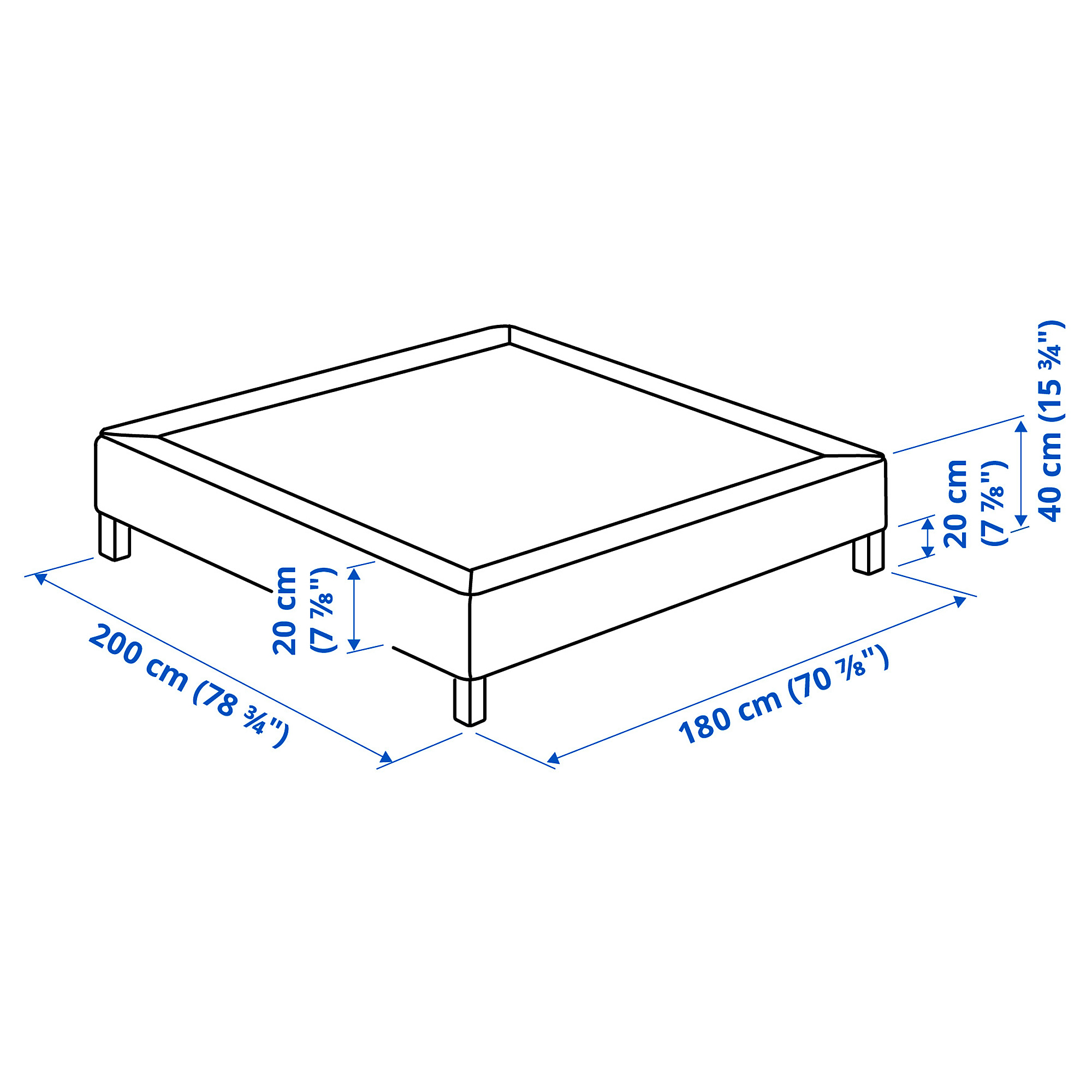 LYNGÖR slatted mattress base with legs