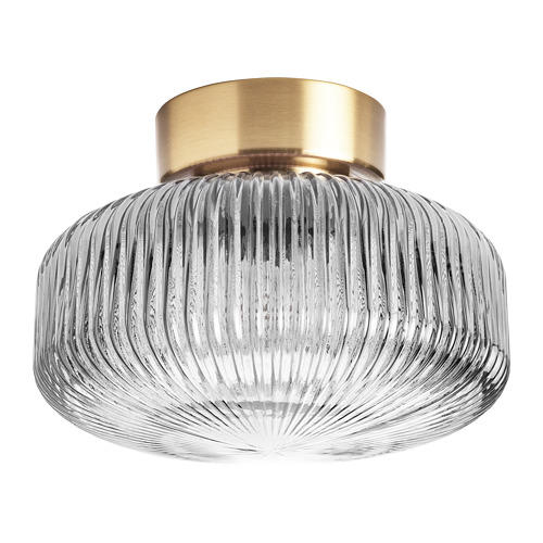 SOLKLINT - ceiling lamp, brass/grey clear glass, 27 cm | IKEA Taiwan Online - PE778939_S4