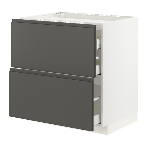 METOD/MAXIMERA - base cab f hob/2 fronts/3 drawers, white/Voxtorp dark grey | IKEA Taiwan Online - PE796096_S4