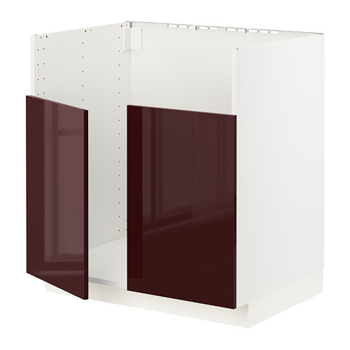 METOD - BREDSJÖN雙槽水槽底櫃, 白色 Kallarp/高亮面 深紅棕色 | IKEA 線上購物 - PE796290_S4
