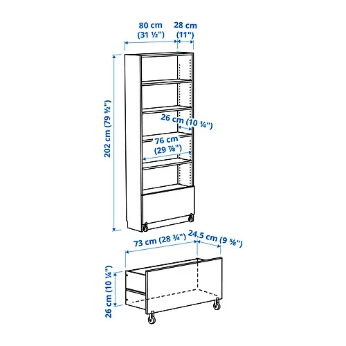 BILLY bookcase with drawer
