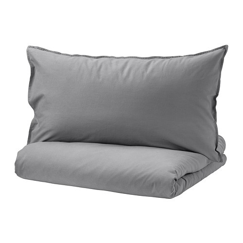 ÄNGSLILJA - quilt cover and 2 pillowcases, grey | IKEA Taiwan Online - PE701209_S4