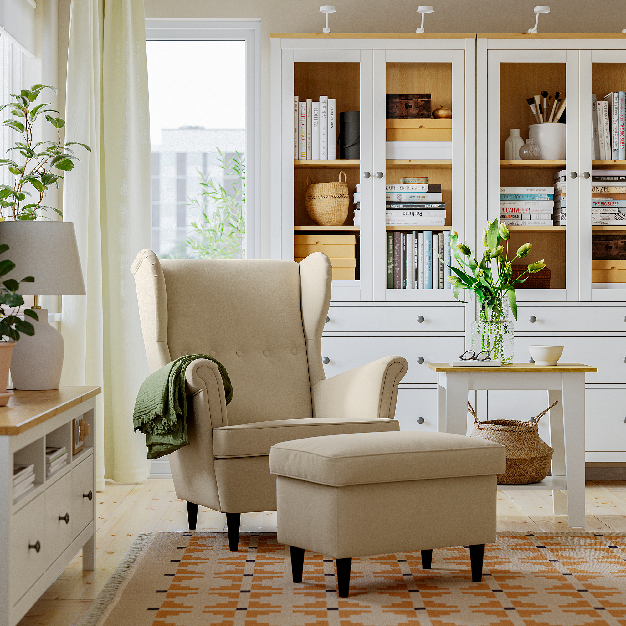 STRANDMON wing chair with footstool