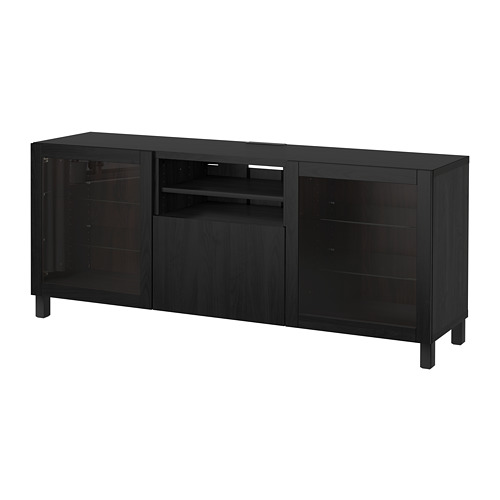 BESTÅ - TV bench with doors and drawers, black-brown/Lappviken/Stubbarp Sindvik | IKEA Taiwan Online - PE701304_S4