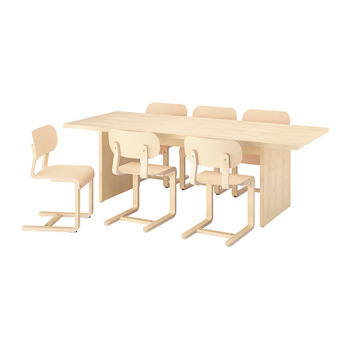 BERGSHYTTAN/LYCKAN 餐桌附6張餐椅