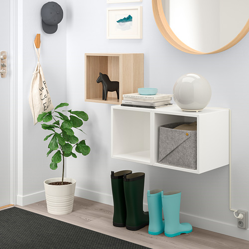 EKET - wall-mounted cabinet combination, white stained oak effect/white | IKEA Taiwan Online - PE742862_S4