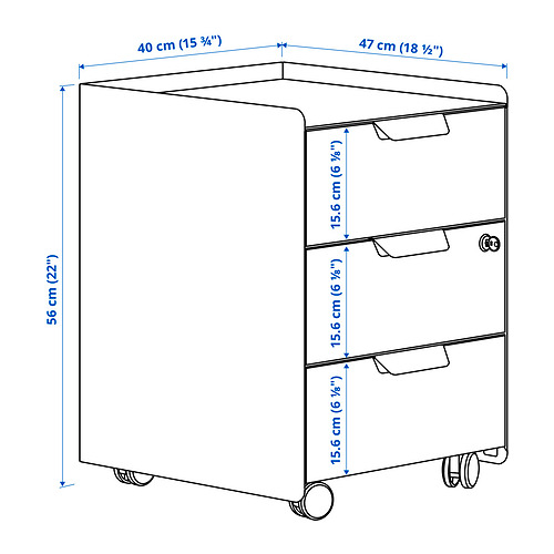 TROTTEN drawer unit w 3 drawers on castors