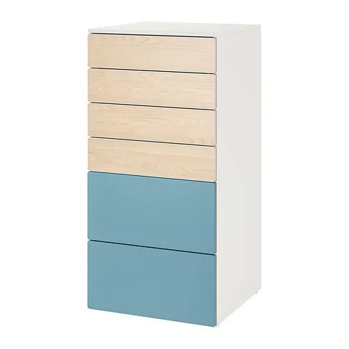 SMÅSTAD/PLATSA - chest of 6 drawers, white birch/blue, 60x57x123 cm | IKEA Taiwan Online - PE920430_S4
