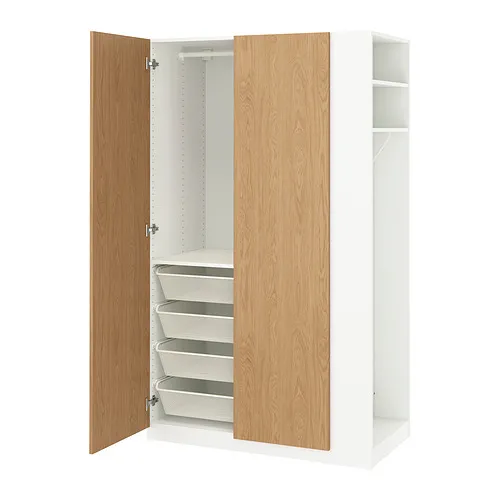 PAX/STORKLINTA - 衣櫃/衣櫥組合，白色 橡木紋/白色，120x60x201 公分 | IKEA 線上購物 - PE986964_S4
