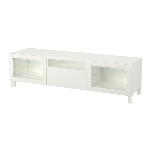 BESTÅ - TV bench, Lappviken/Sindvik white clear glass | IKEA Taiwan Online - PE701564_S4