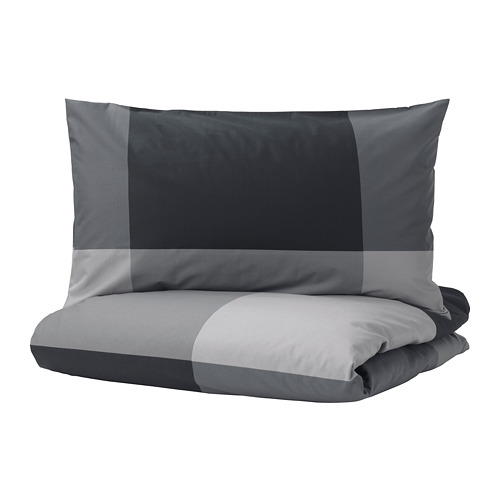 BRUNKRISSLA duvet cover and 2 pillowcases