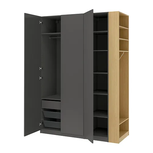 PAX/FORSAND - 衣櫃/衣櫥組合, 深灰色 深灰色/橡木紋, 170x60x236 公分 | IKEA 線上購物 - PE986997_S4