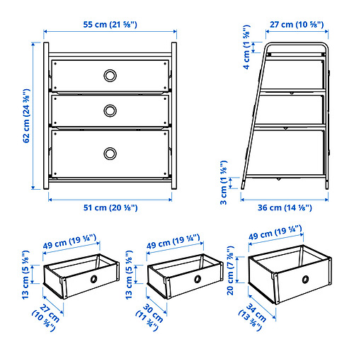 LOTE chest of 3 drawers