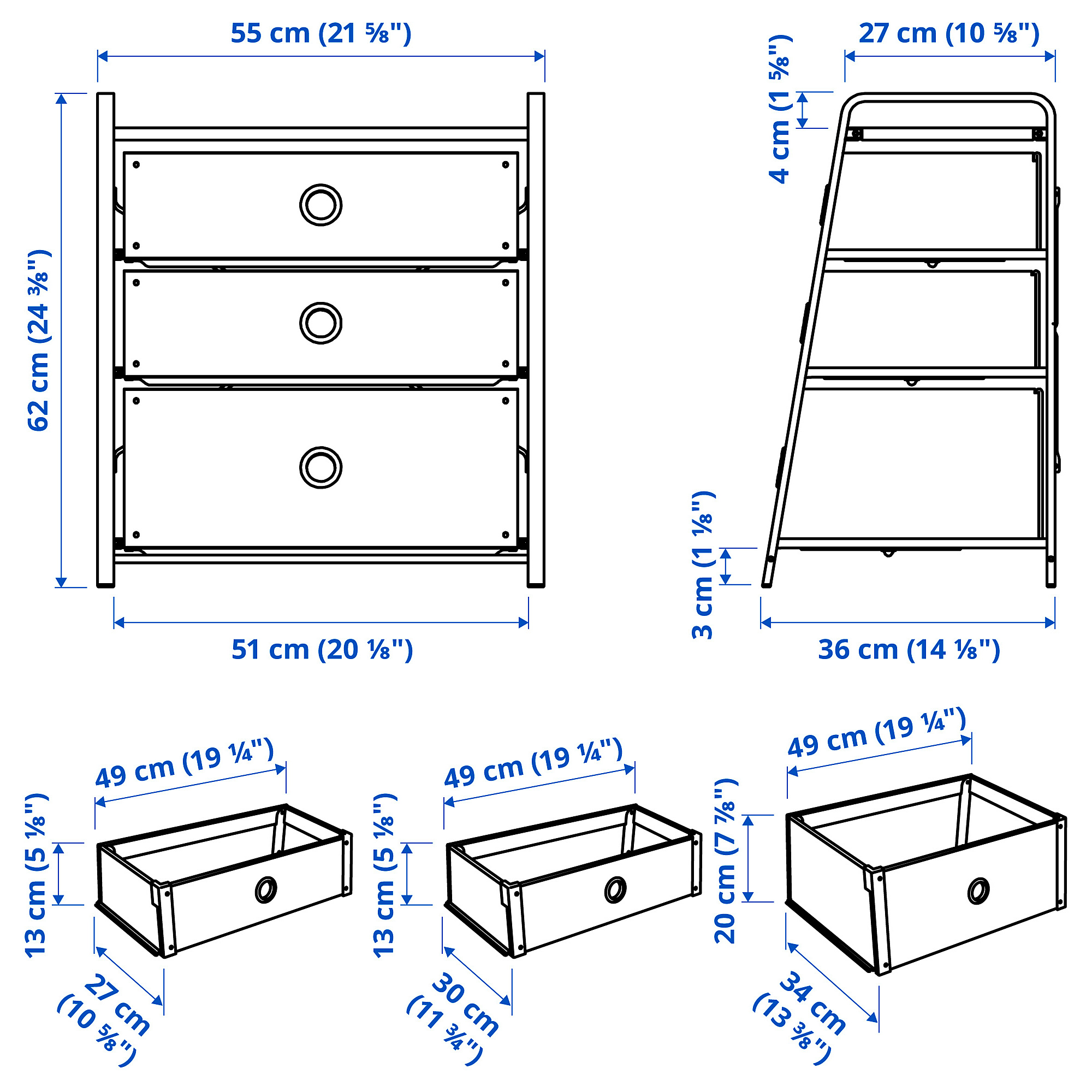 LOTE chest of 3 drawers