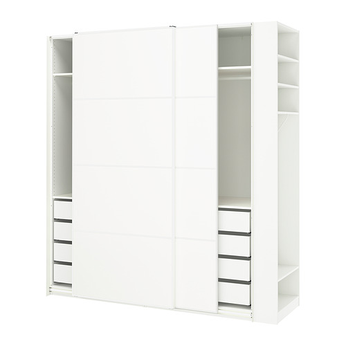PAX/MEHAMN - 滑門衣櫃/衣櫥，白色 白色/雙面設計 白色，220x66x236 公分 | IKEA 線上購物 - PE987105_S4