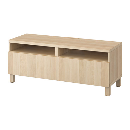 BESTÅ - TV bench with drawers, white stained oak effect/Lappviken/Stubbarp white stained oak effect, 120x42x48 cm | IKEA Taiwan Online - PE535924_S4