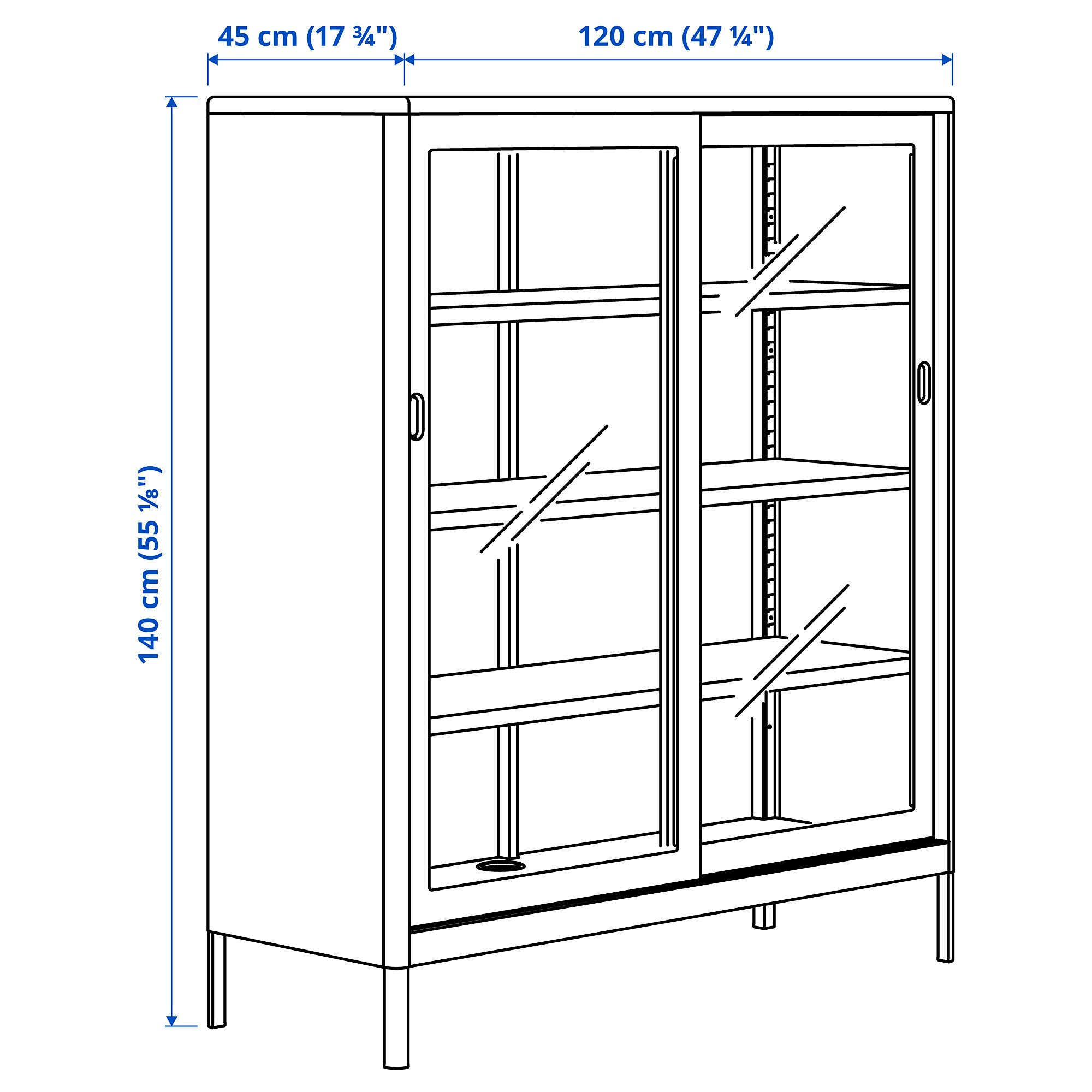 IDÅSEN cabinet with sliding glass doors